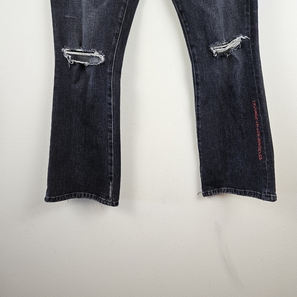 Adaptation Hi-Rise Kick Flare Crop Jean Black Distressed Size 29 - Picture 2 of 9